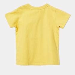 Fendi Kids Yellow Monster Eye Print Cotton T-Shirt Size 12M