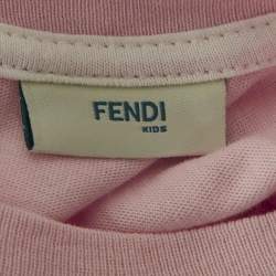 Fendi Kids Pink Logo Print Jersey Tiered Dress 24 M