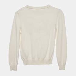 Pre Owned Fendi Kids White Logo Embroidery Long Sleeve Sweater 8 Yrs