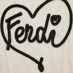 Pre Owned Fendi Kids White Logo Embroidery Long Sleeve Sweater 8 Yrs