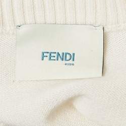 Pre Owned Fendi Kids White Logo Embroidery Long Sleeve Sweater 8 Yrs