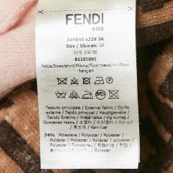 Pre Owned سويتر فندي للأطفال باللون  الوردي المصنوع من الفرو ومطرز بشكل دب 3 سنوات