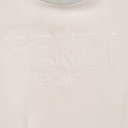 Pre Owned Fendi Kids White Cotton Ruffled Hem Top 12 M