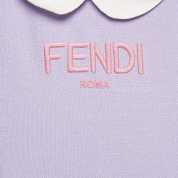 Fendi Purple Cotton Knit Ruffle Detail Dress 18 M