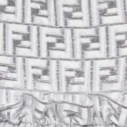 مملوكة مسبقًا Fendi Kids Silver Zucca Jacquard Lurex Ruffled Dress 4 Yrs