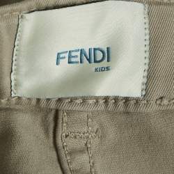 Fendi Kids Beige Gabardine Wide Leg Trousers 6 Yrs