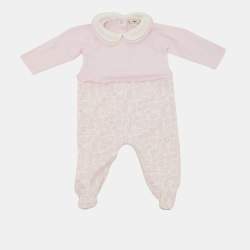 Fendi Pink Cotton Bodysuit/Cap and Bib Set 6M
