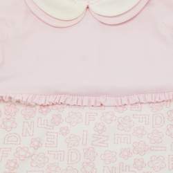 Fendi Pink Cotton Bodysuit/Cap and Bib Set 6M