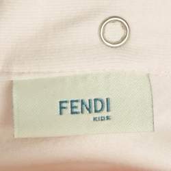 Pre Owned Fendi Baby Pink Logo Applique Tulle Ruffled Sleeve Dress 24M