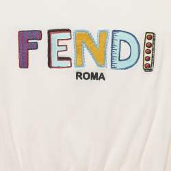 Pre Owned Fendi Baby Pink Logo Applique Tulle Ruffled Sleeve Dress 24M