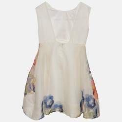 Pre Owned Fendi Kids White Floral Print Silk Dress 6 Yrs 