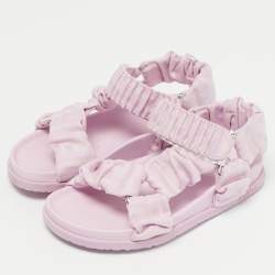 Pre Owned Fendi Lilac Zucca Fabric Flat Sandals Size 29