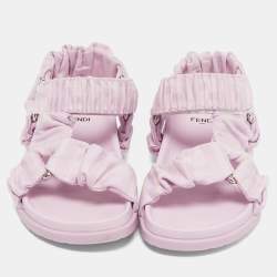 Pre Owned Fendi Lilac Zucca Fabric Flat Sandals Size 29