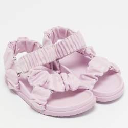 Pre Owned Fendi Lilac Zucca Fabric Flat Sandals Size 29