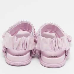 Pre Owned Fendi Lilac Zucca Fabric Flat Sandals Size 29