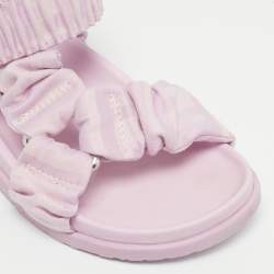 Pre Owned Fendi Lilac Zucca Fabric Flat Sandals Size 29