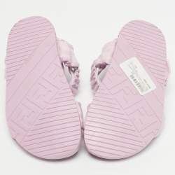 Pre Owned Fendi Lilac Zucca Fabric Flat Sandals Size 29