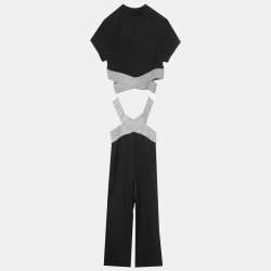 Pre Owned  Fendi Kids Black Metallic Zucca Trim Cotton Top and Pants Set 8 Yrs 
