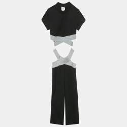 Pre Owned  Fendi Kids Black Metallic Zucca Trim Cotton Top and Pants Set 8 Yrs 