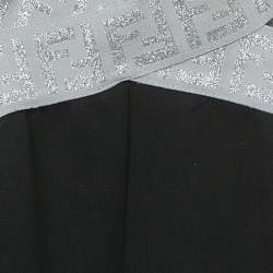 Pre Owned  Fendi Kids Black Metallic Zucca Trim Cotton Top and Pants Set 8 Yrs 