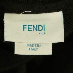 Pre Owned  Fendi Kids Black Metallic Zucca Trim Cotton Top and Pants Set 8 Yrs 