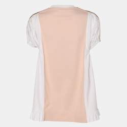 Pre Owned Fendi Kids Pink/White Jersey Logo Embroidered Dress 7 Yrs