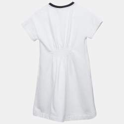 مملوكة مسبقًا Fendi Kids White Logo Print Cotton Mini Dress 9Yrs