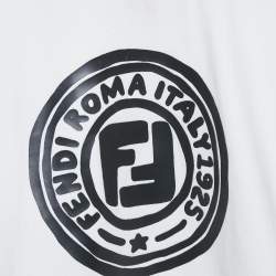 مملوكة مسبقًا Fendi Kids White Logo Print Cotton Mini Dress 9Yrs