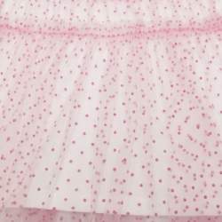 Pre Owned فستان فندي تيل مرقط وردي وحياكة قطنية بيضاء 12 شهرًا