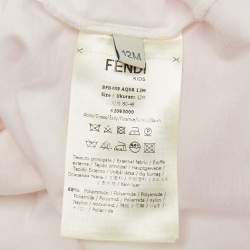 Pre Owned فستان فندي تيل مرقط وردي وحياكة قطنية بيضاء 12 شهرًا