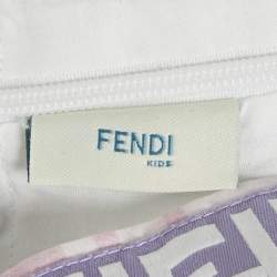 Pre Owned Fendi Multicolor Printed Cotton Bow Detail Sleeveless Dress 18M