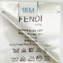 Pre Owned Fendi Multicolor Printed Cotton Bow Detail Sleeveless Dress 18M