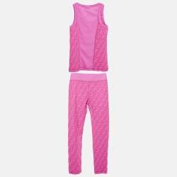 Pre Owned طقم قميص جيرسي بنمط شعار FF وردي وسروال ليغينغ فندي للأطفال 10 سنوات