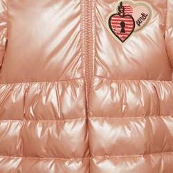 مملوكة مسبقًا Fendi Kids Pink Nylon Fur Trim Down Puffer Jacket 9Yrs