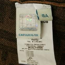 Pre Owned فستان فنـدي للأطفال بني بتمدد بتصميم Zucca قماشي مقاس 8 سنوات