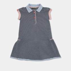 Pre Owned Fendi Blue Striped Jersey Puff Sleeve Dress 2 Yrs