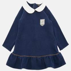Pre Owned Fendi Kids Blue Cotton Dress 24M