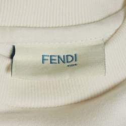 Pre Owned Fendi Kids White/Peach Cotton Flared Dress 12Yrs