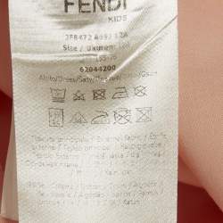 Pre Owned Fendi Kids White/Peach Cotton Flared Dress 12Yrs