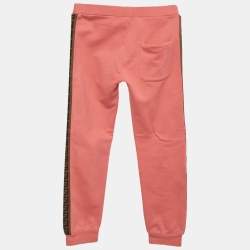 مملوكة مسبقًا Fendi Kids Pink FF Side Stripe Jersey Joggers 8Yrs