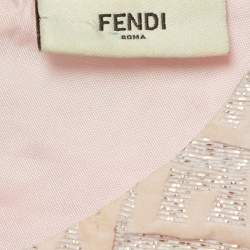 Pre Owned Fendi Light Pink Metallic Jacquard Frill Dress 12 M