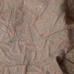 Pre Owned Fendi Light Pink Metallic Jacquard Frill Dress 12 M