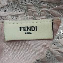 Pre Owned Fendi Kids Pink Lurex Jacquard Ruffled Dress 24M