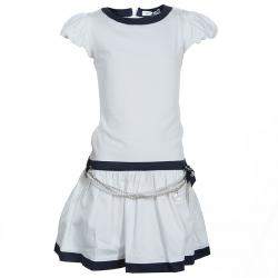 GF Ferre White Pearl Belted Short Sleeve Dress 6 Yrs 