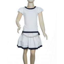 GF Ferre White Pearl Belted Short Sleeve Dress 6 Yrs 
