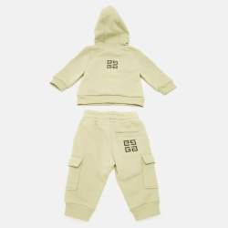 Givenchy Kids Green Logo Embroidery Cotton Knit Hoodie and Sweatpants Set 6 M