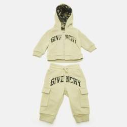 Givenchy Kids Green Logo Embroidery Cotton Knit Hoodie and Sweatpants Set 6 M