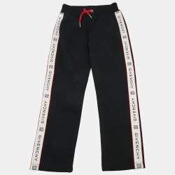 Pre Owned Givenchy Kids Black Side Logo Cotton Sweatpants Set 6Yrs