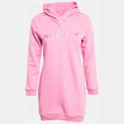 Givenchy Pink Logo Embroidered Cotton Blend Hoodie Dress 12 Y