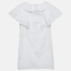 Givenchy Kids White Broderie Fracaise Cotton Ruffled Dress 10 Yrs